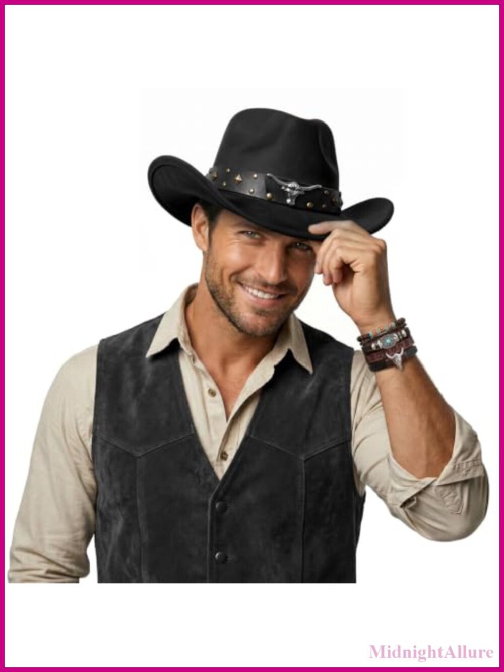 Western Cowboy Hat Adjustable Wide Brim Polyester Adult Unisex Party